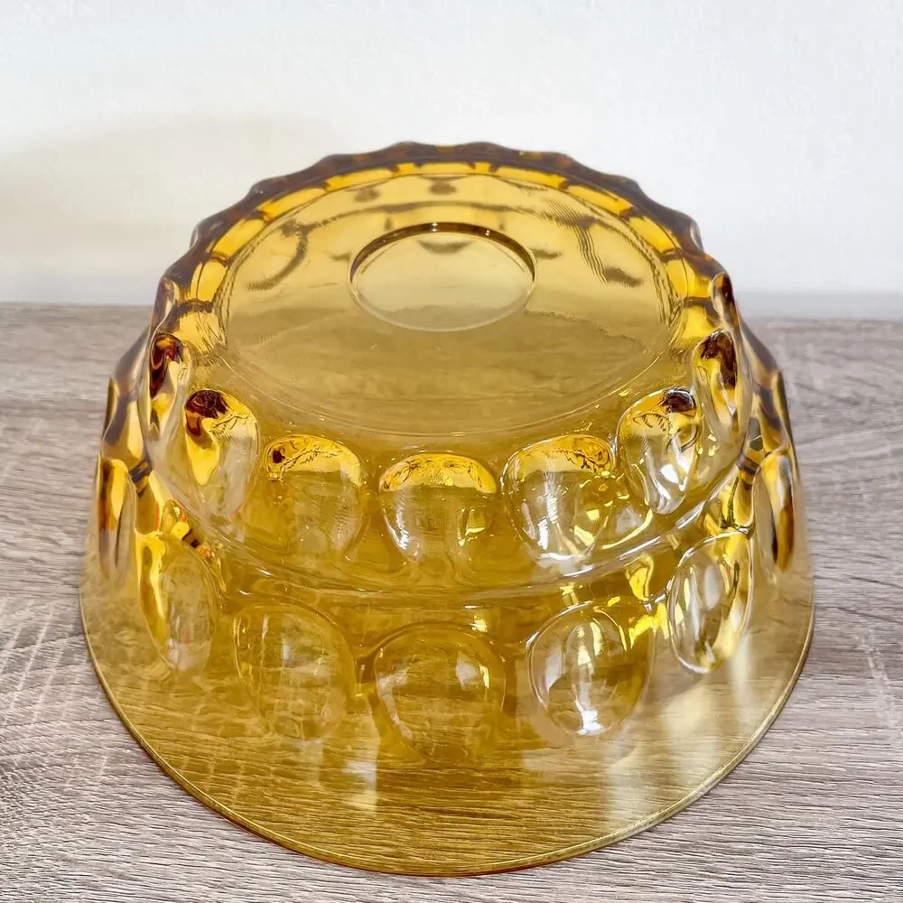 Vintage MCM Amber Thumbprint Large Serving Bowl